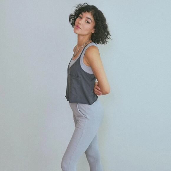 Lunya Organic Pima Racer Tank in Meditative Gray - Picture 1 of 5